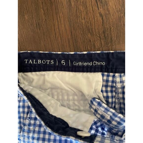 Talbots Size 6 Girlfriend Chino Cotton Pants Blue Gingham Check - Picture 4 of 5